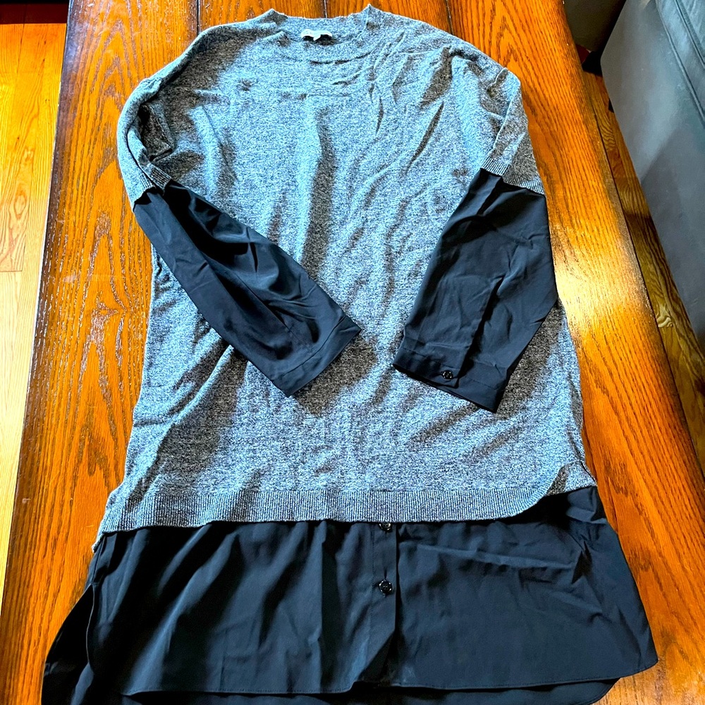 Gray and black mixed media sweater dress maternity